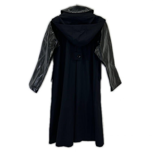 tricotCOMMEdesGARCONS トリココムデギャルソン 19年 TE-C002 ブラック レザー 切り替え コート コート