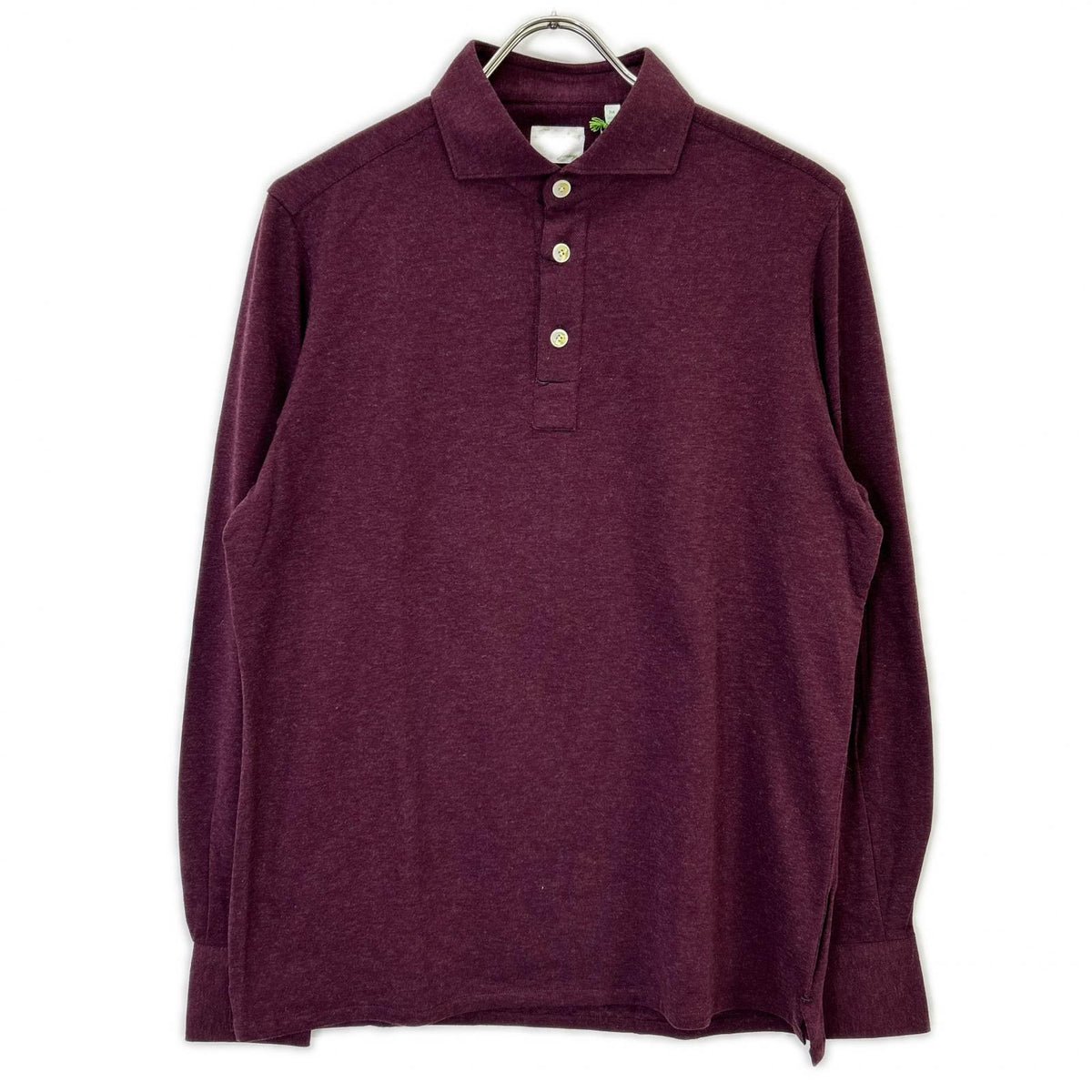 finamore Finamore 22632-1 Burgundy Cotton Cashmere Long Sleeve Polo Shirt Tops