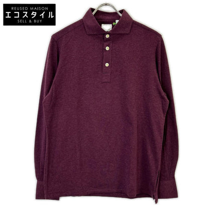 finamore Finamore 22632-1 Burgundy Cotton Cashmere Long Sleeve Polo Shirt Tops