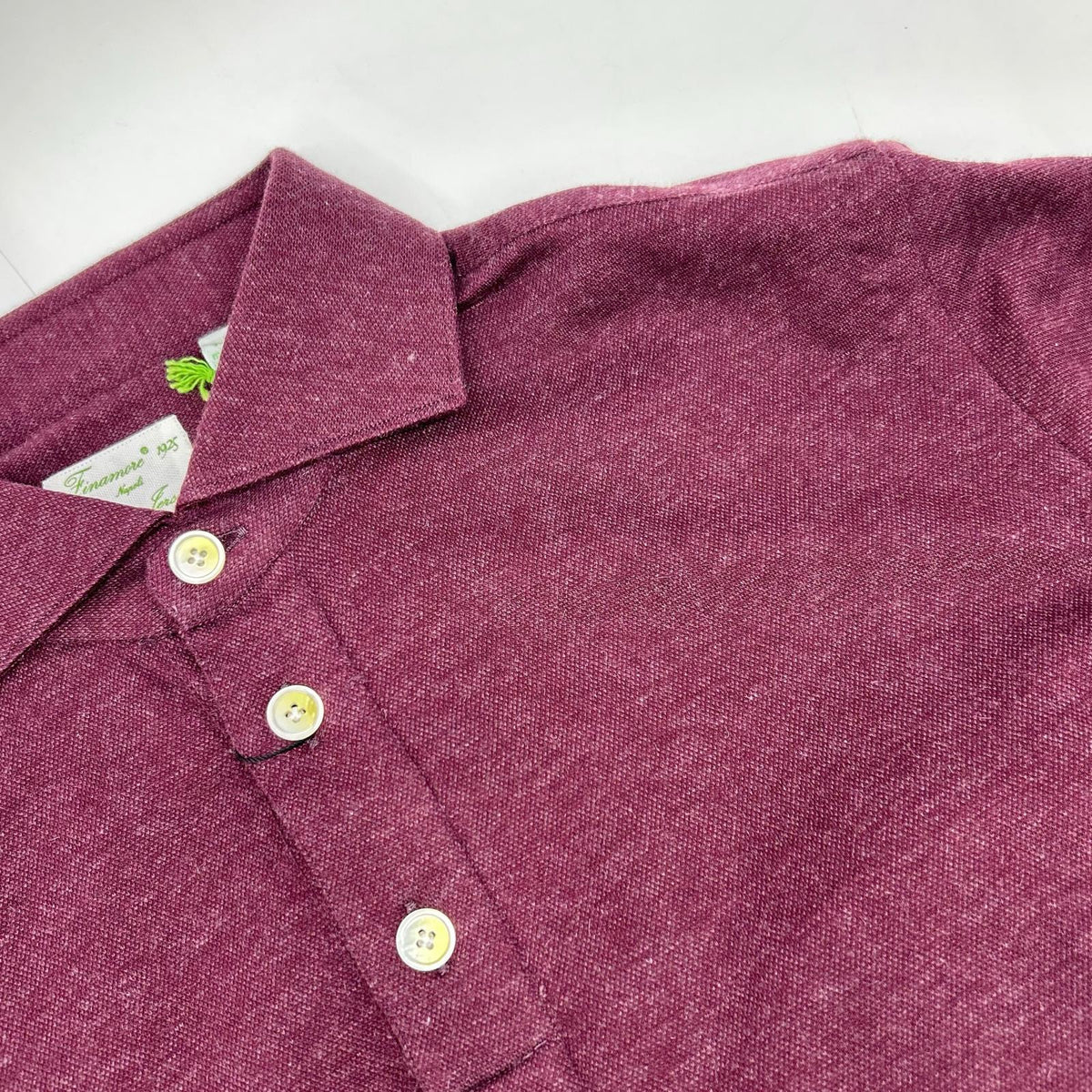 finamore Finamore 22632-1 Burgundy Cotton Cashmere Long Sleeve Polo Shirt Tops