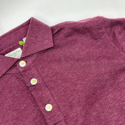 finamore Finamore 22632-1 Burgundy Cotton Cashmere Long Sleeve Polo Shirt Tops