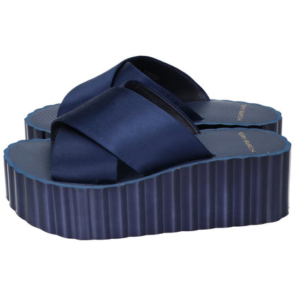 Tory Burch トリーバーチ 39754 ネイビー ラバー プラットフォーム サンダル シューズ