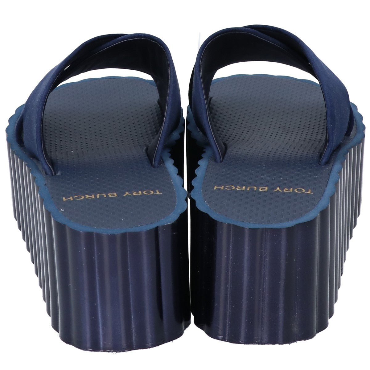 Tory Burch トリーバーチ 39754 ネイビー ラバー プラットフォーム サンダル シューズ