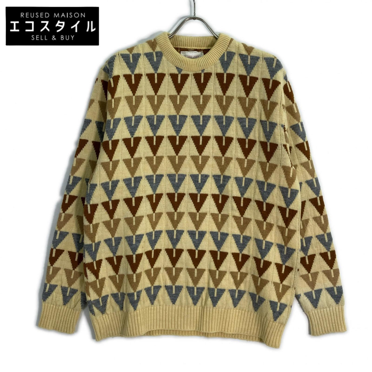 lord jeff Lord Jeff 70s Ivory Argyle Knit Tops