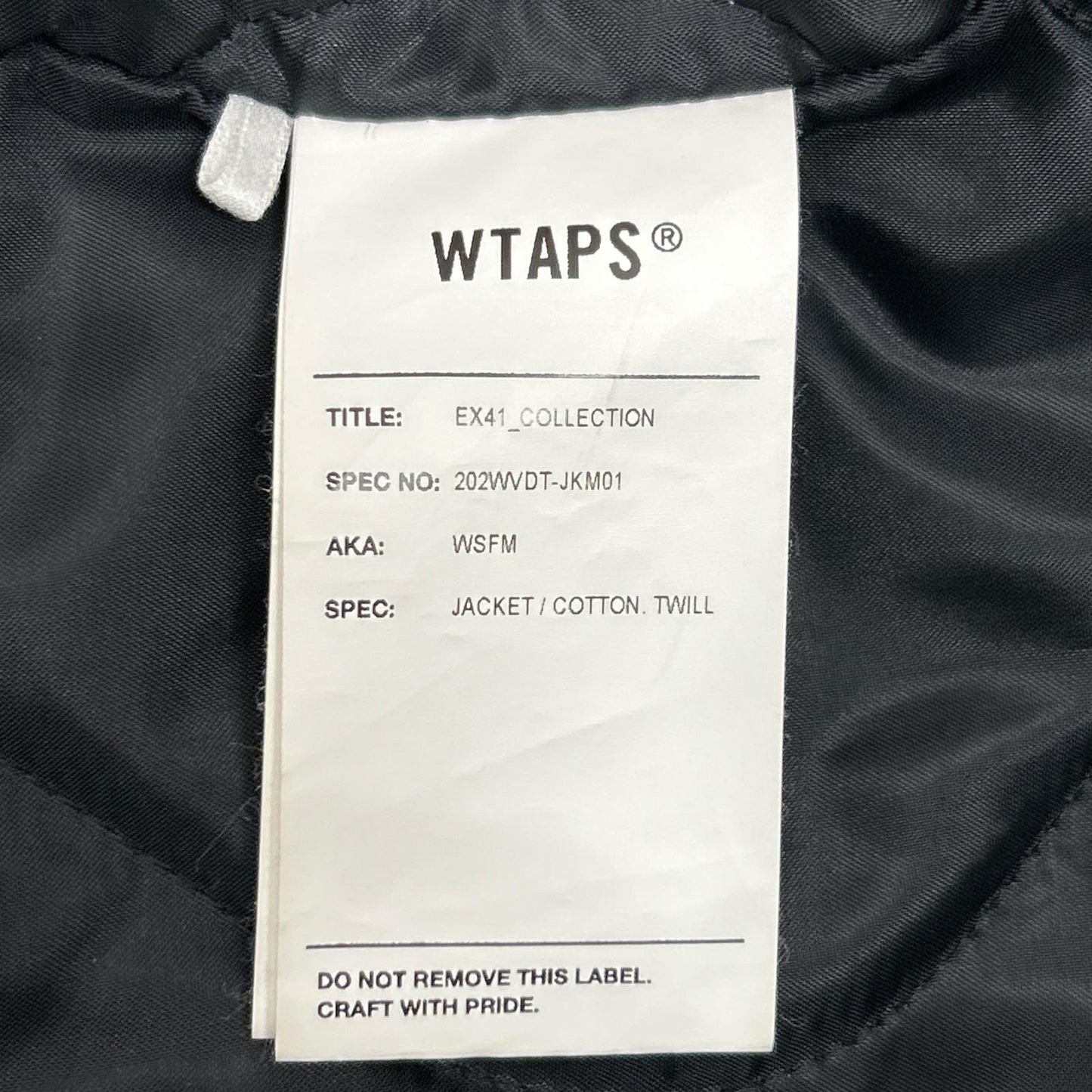 WTAPS ダブルタップス ブラック 20AW WSFM ジャケット ジャケット