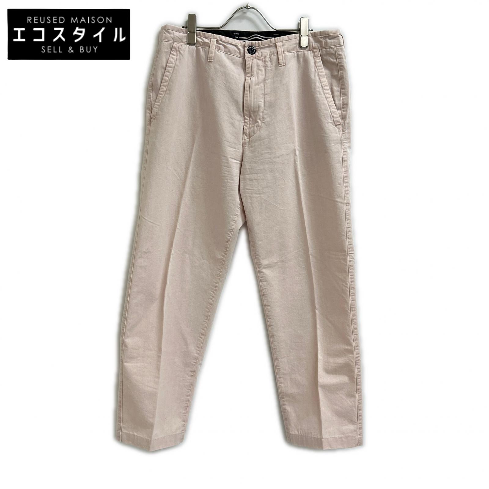 STONE ISLAND Pink Logo-Patch Washed Trousers Bottoms