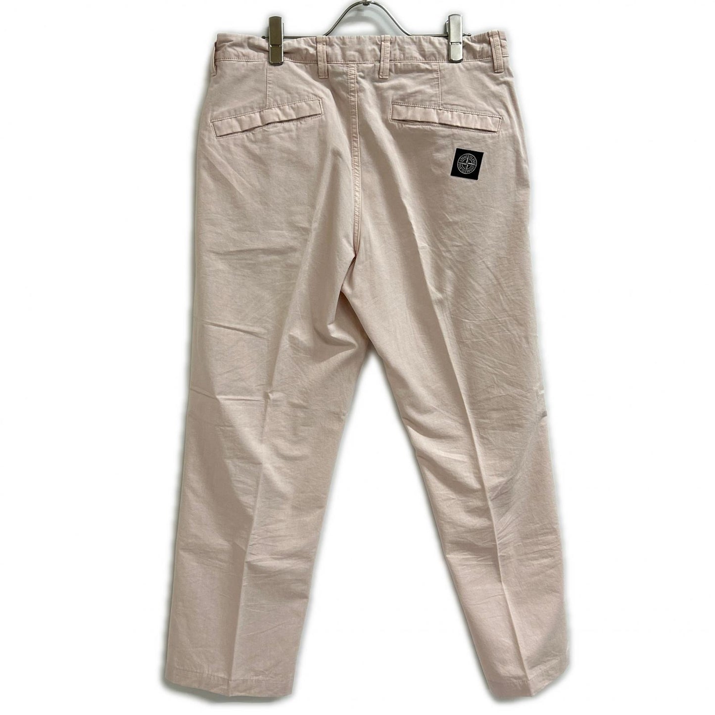 STONE ISLAND Pink Logo-Patch Washed Trousers Bottoms