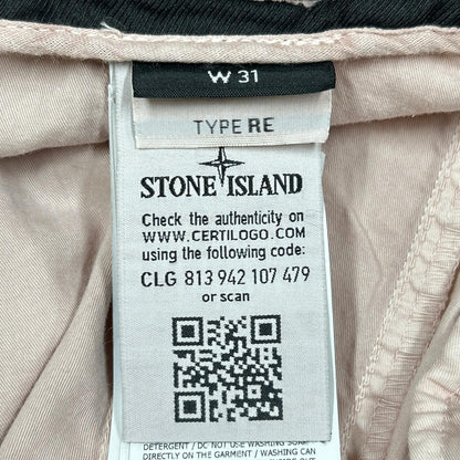 STONE ISLAND Pink Logo-Patch Washed Trousers Bottoms