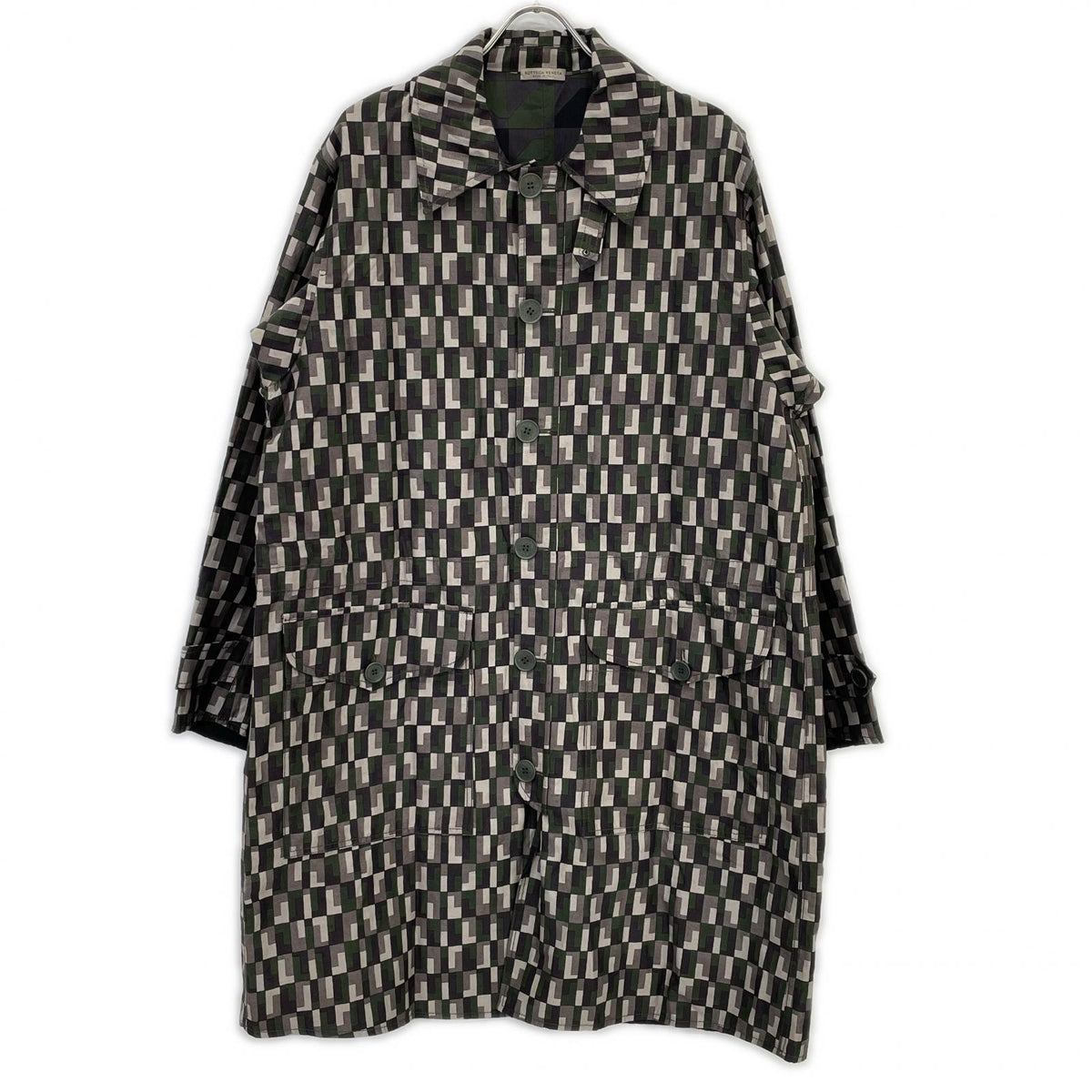 BOTTEGA VENETA ボッテガヴェネタ カーキ チェック スプリング コート コート