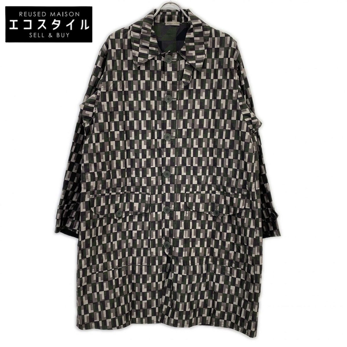 BOTTEGA VENETA ボッテガヴェネタ カーキ チェック スプリング コート コート