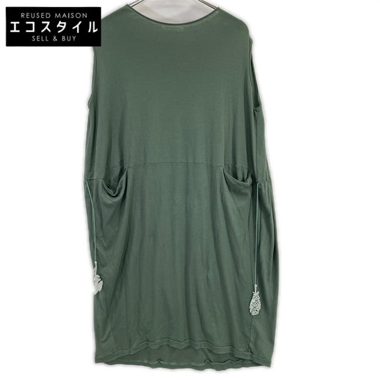 mina perhonen mina perhonen us8940 air film green waist drawstring lace trim dress