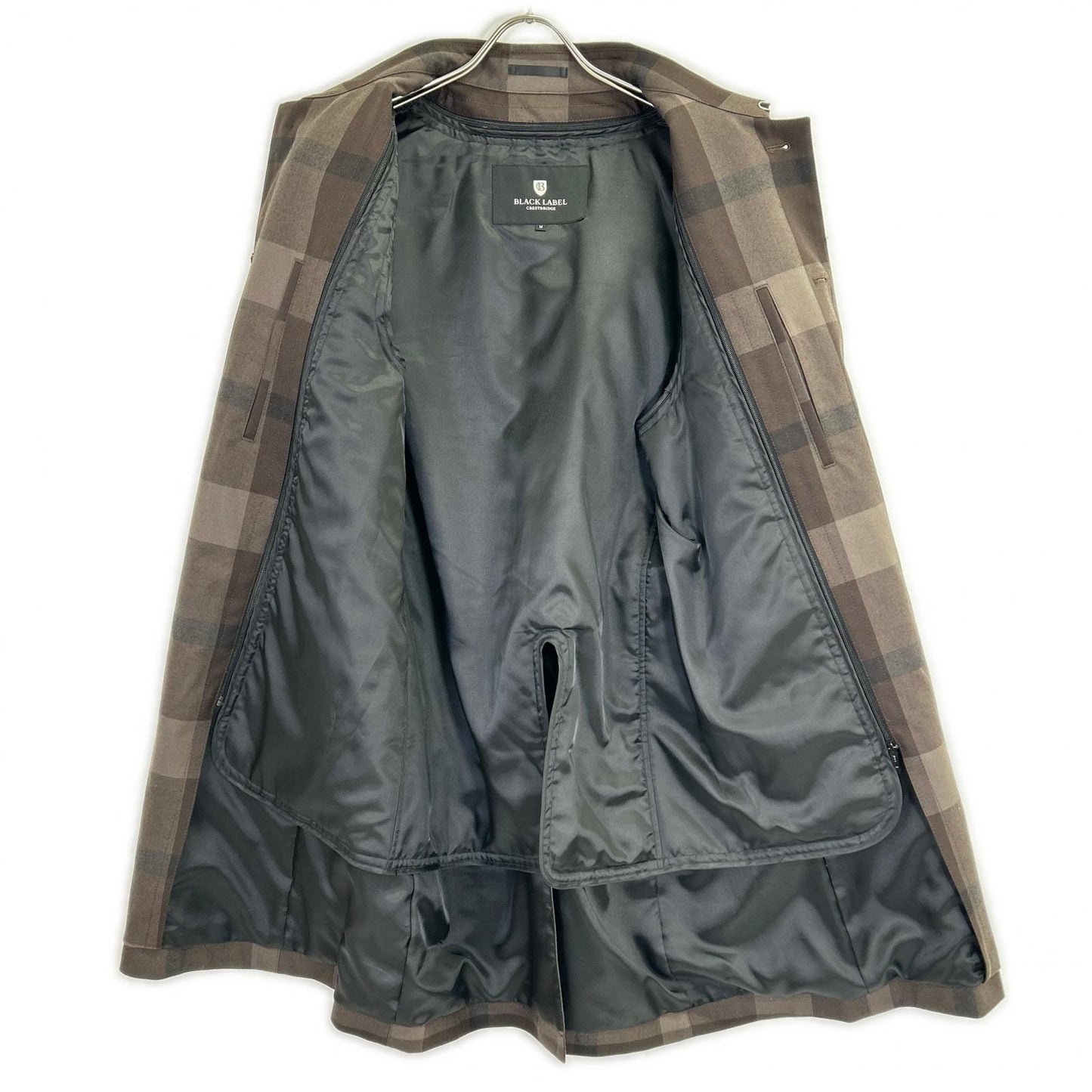 BLACK LABEL CRESTBRIDGE ブラックレーベルクレストブリッジ ブラウン テクニカルウールクレストブリッジチェックステンカラーコート ジャケット