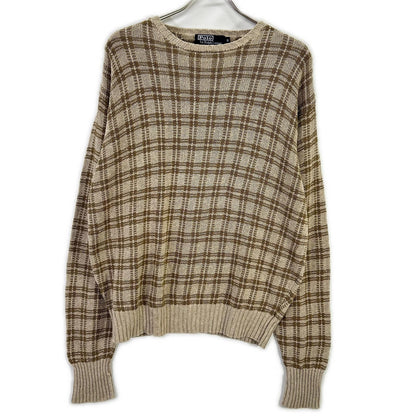 POLObyRalphLauren ポロラルフローレン 90s ベージュ×カーキ ブロックチェックニット トップス