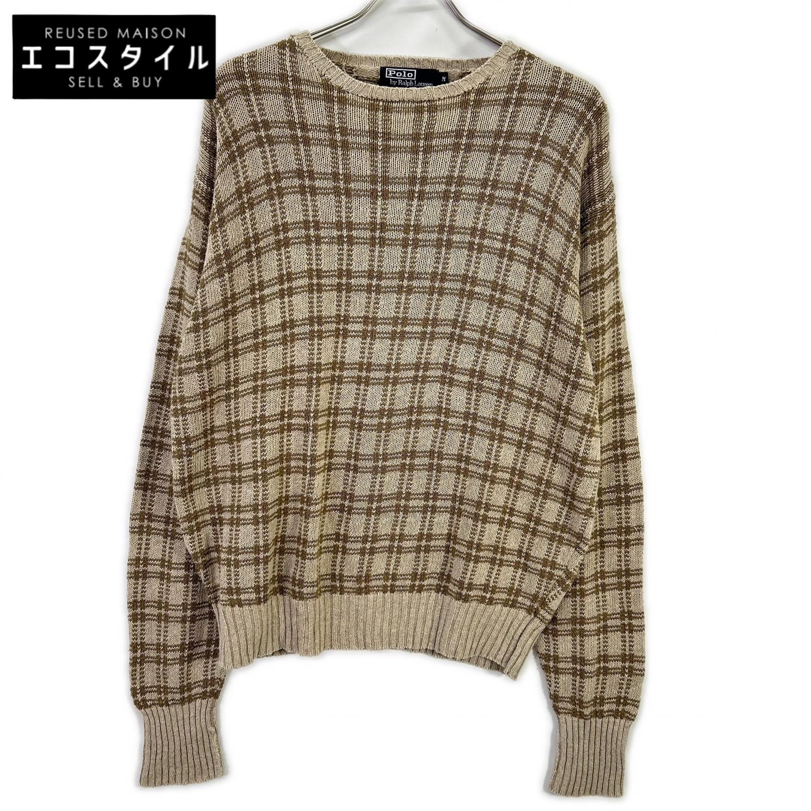 POLObyRalphLauren ポロラルフローレン 90s ベージュ×カーキ ブロックチェックニット トップス