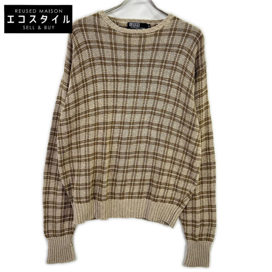 POLObyRalphLauren ポロラルフローレン 90s ベージュ×カーキ ブロックチェックニット トップス