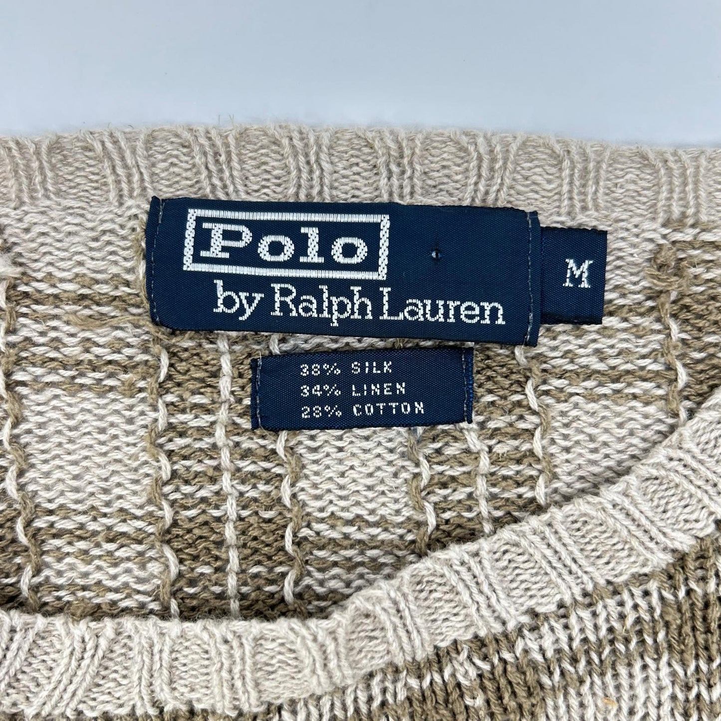 POLObyRalphLauren ポロラルフローレン 90s ベージュ×カーキ ブロックチェックニット トップス
