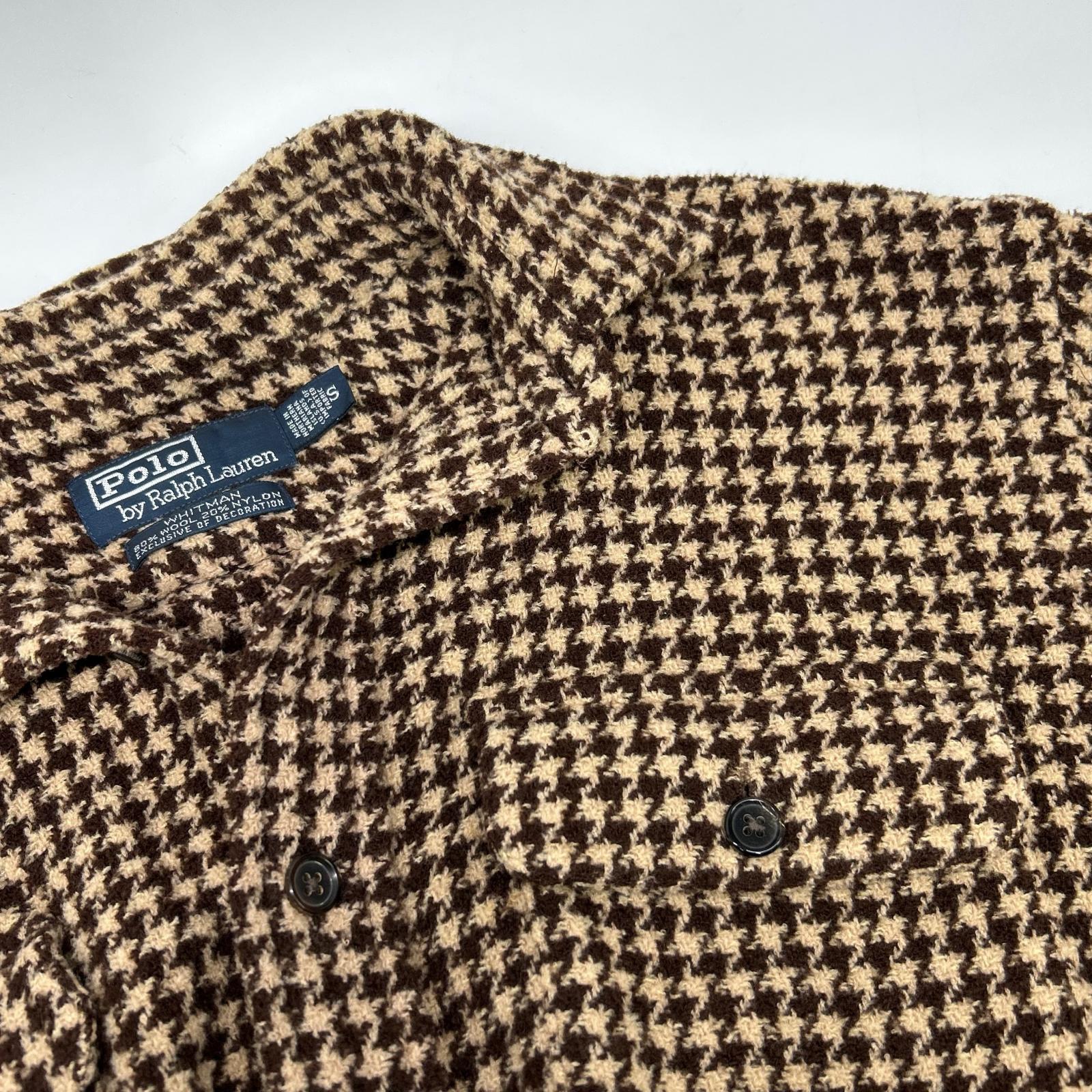 POLO RALPH LAUREN ポロ ラルフローレン ﾌﾞﾗｳﾝ ｳｰﾙ ﾊｳﾝﾄﾞﾄｩｰｽ ｼｬﾂｼﾞｬｹｯﾄ　WHITMAN ジャケット S
