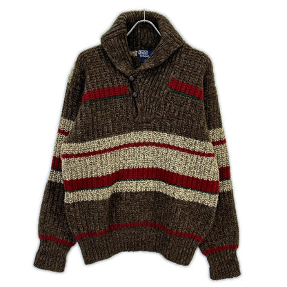 POLO RALPH LAUREN ポロ ラルフローレン 90s ブラウン ウール クルミボタン ショールカラー ニット トップス