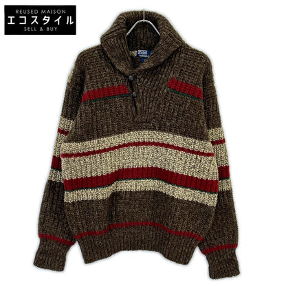 POLO RALPH LAUREN ポロ ラルフローレン 90s ブラウン ウール クルミボタン ショールカラー ニット トップス