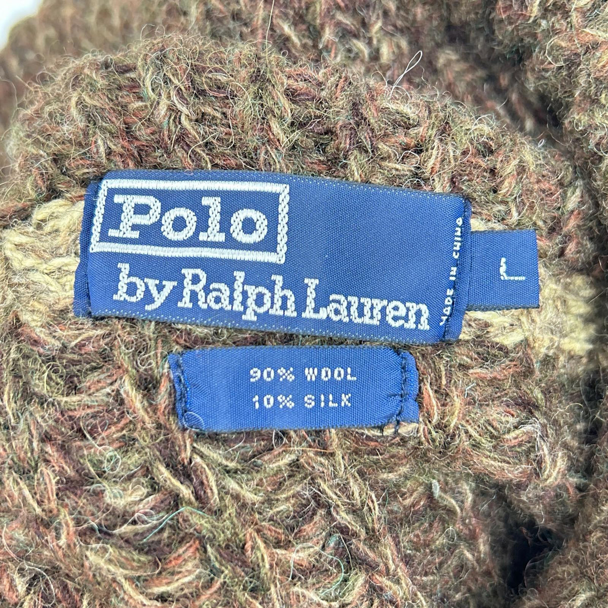 POLO RALPH LAUREN ポロ ラルフローレン 90s ブラウン ウール クルミボタン ショールカラー ニット トップス