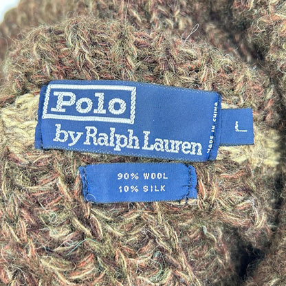 POLO RALPH LAUREN ポロ ラルフローレン 90s ブラウン ウール クルミボタン ショールカラー ニット トップス