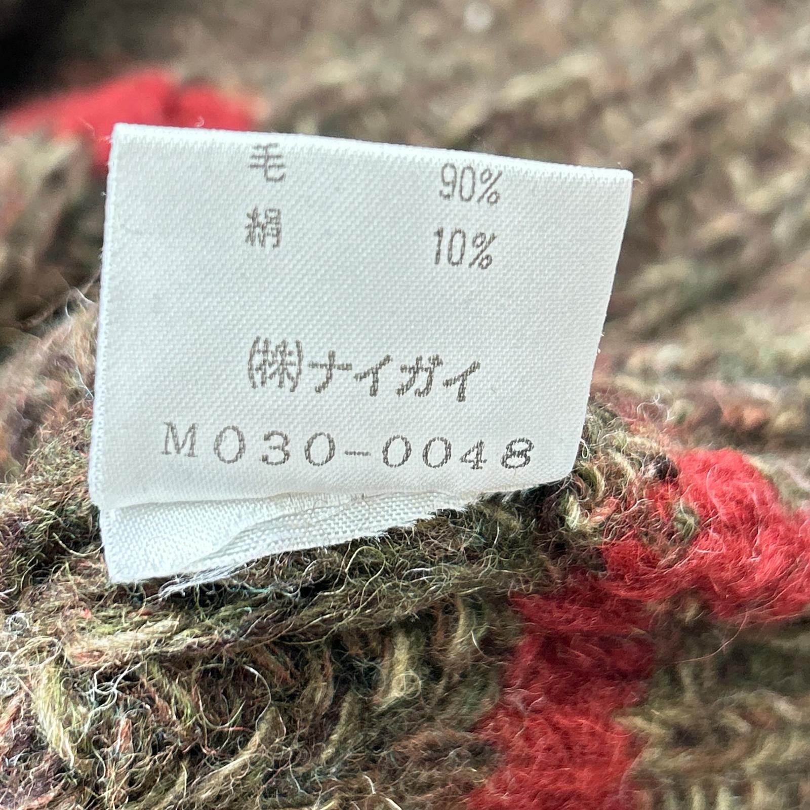 90年代 棕色 羊毛 胡桃扣 青果领 针织衫 L码 男款