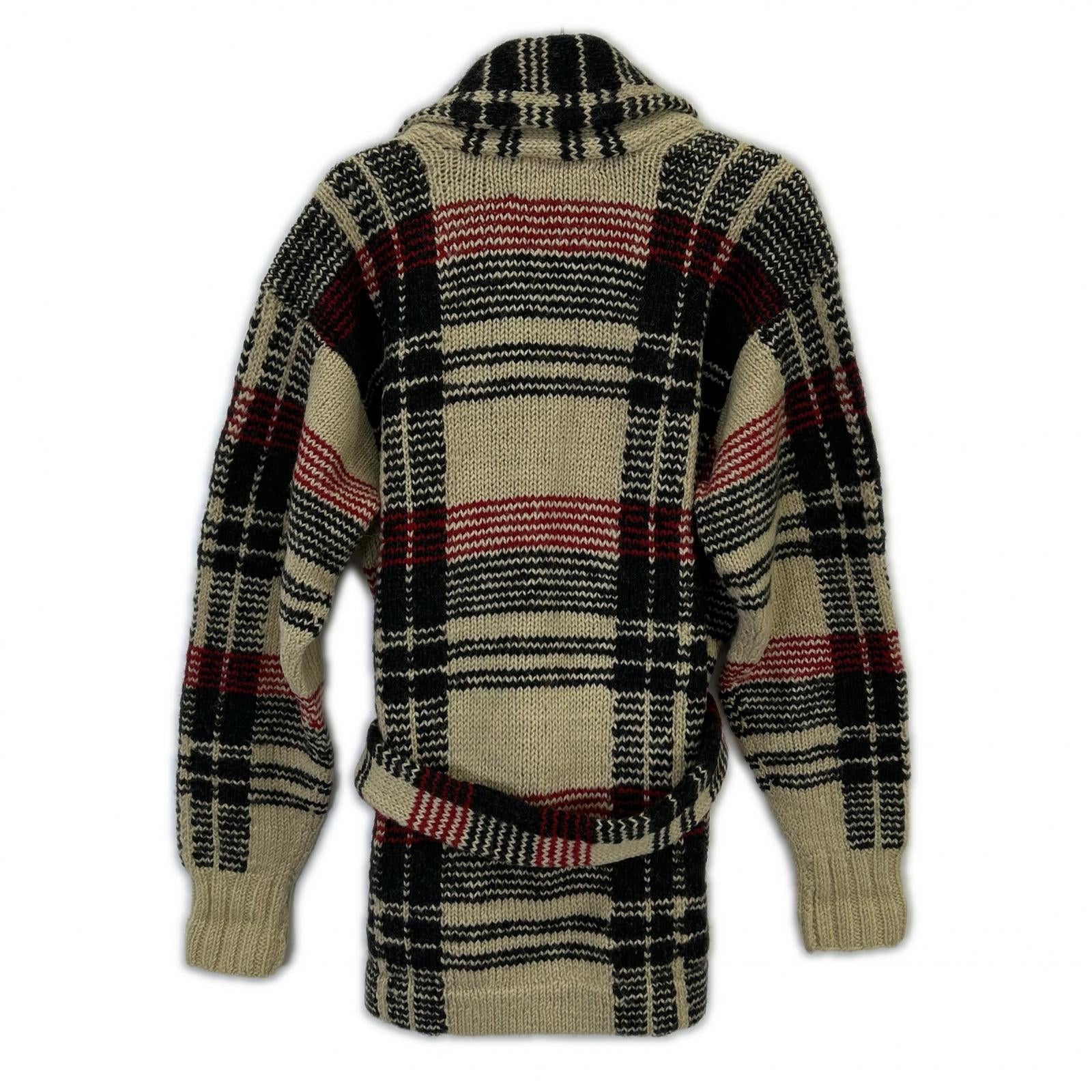 POLO RALPH LAUREN ポロ ラルフローレン ｳｰﾙ ﾁｪｯｸ柄 ﾊﾞﾝﾄﾞﾆｯﾄ ｶｰﾃﾞｨｶﾞﾝ トップス L