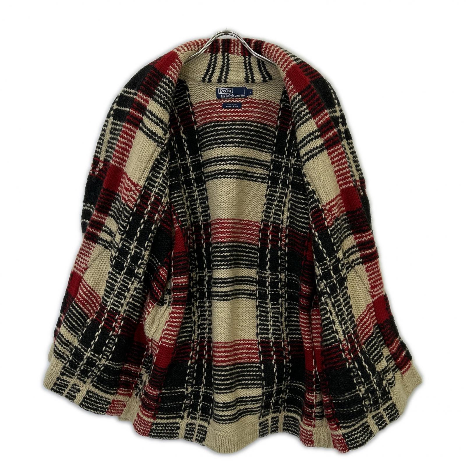 POLO RALPH LAUREN ポロ ラルフローレン ウール チェック柄 バンドニット カーディガン トップス