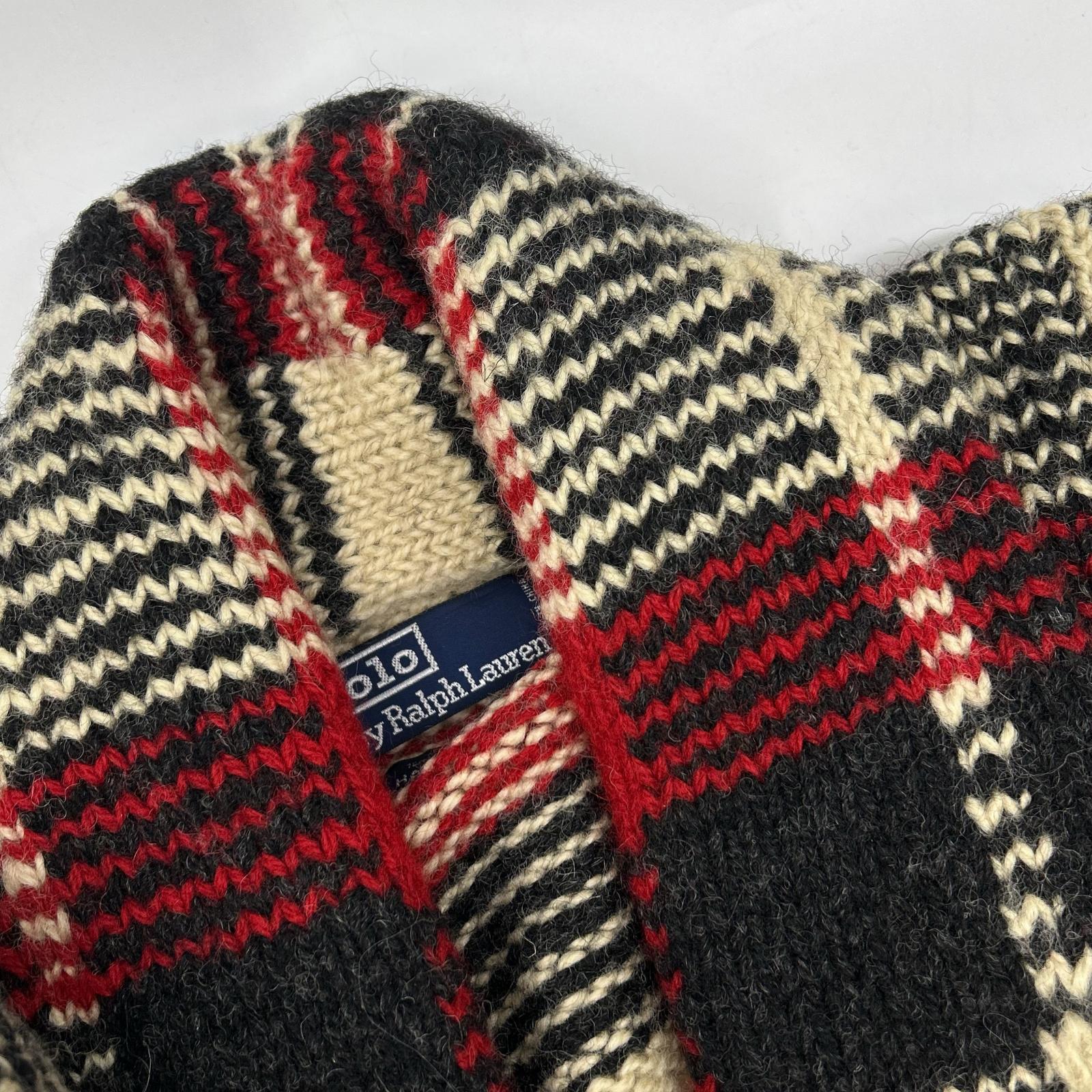 POLO RALPH LAUREN ポロ ラルフローレン ウール チェック柄 バンドニット カーディガン トップス