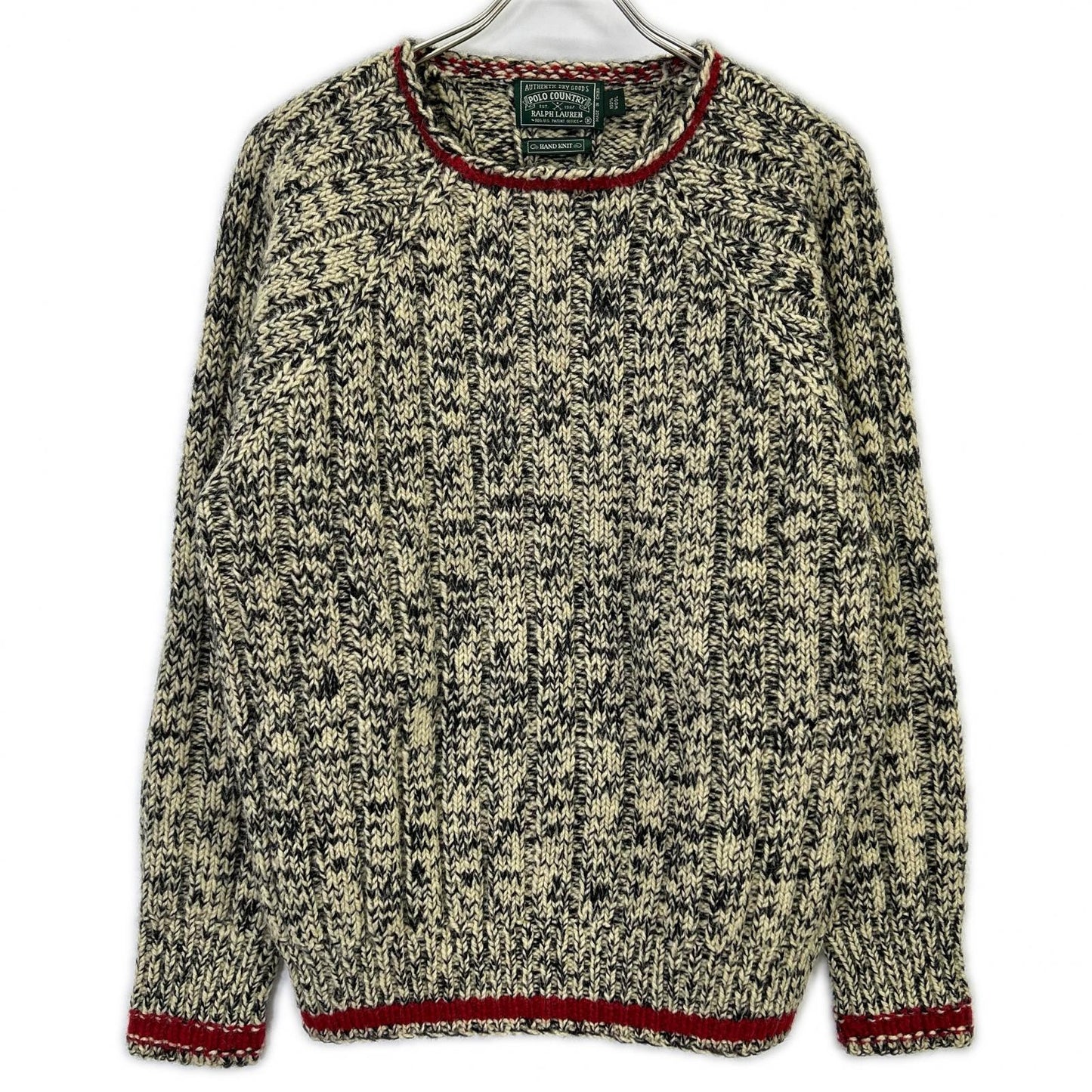 POLO COUNTRY Ivory Wool Crew Neck Knit Top M