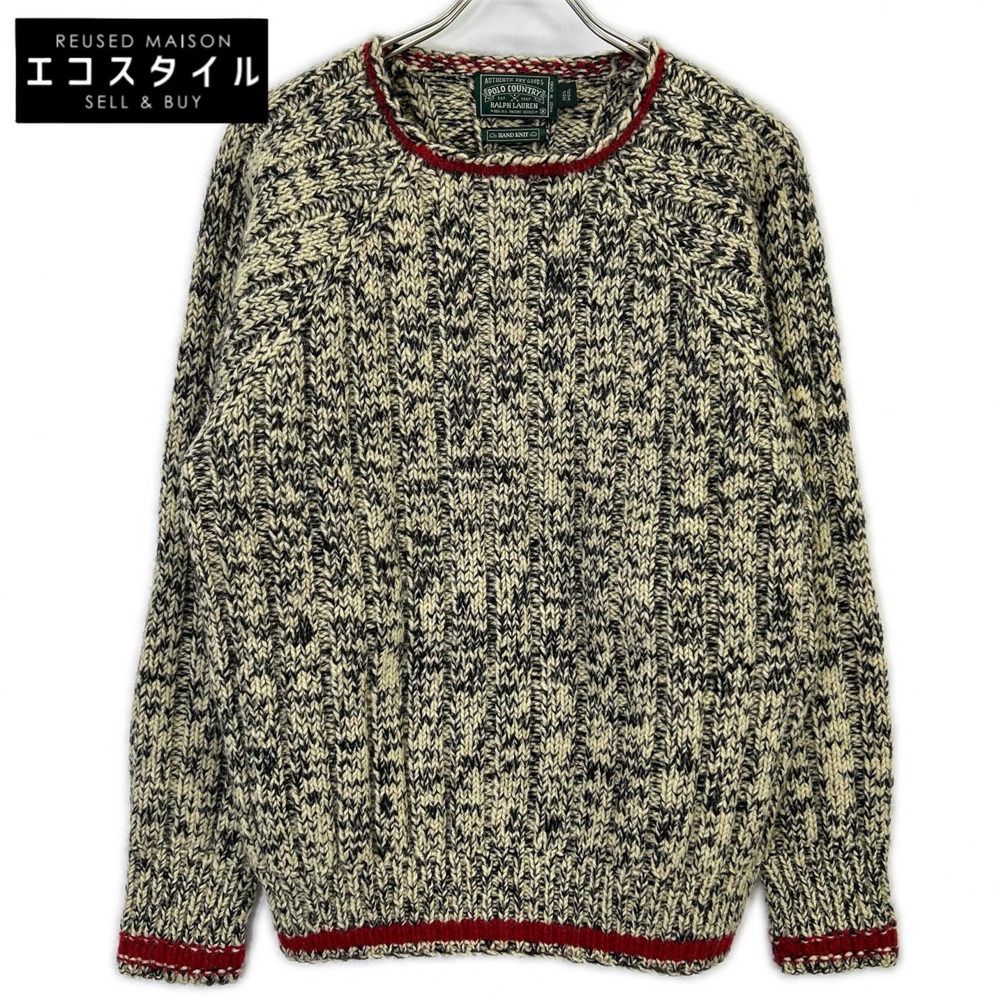 POLO COUNTRY Ivory Wool Crew Neck Knit Top M
