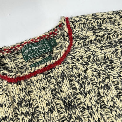 POLO COUNTRY Ivory Wool Crew Neck Knit Top M