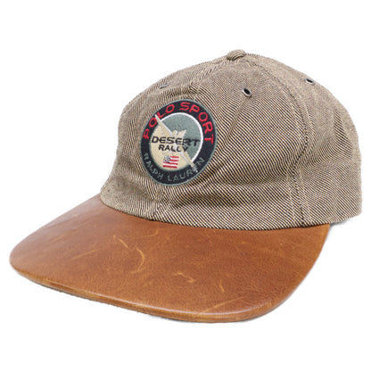 Polo Sport Ralph Lauren 90s Patch Embroidery Leather Visor Cap Hat