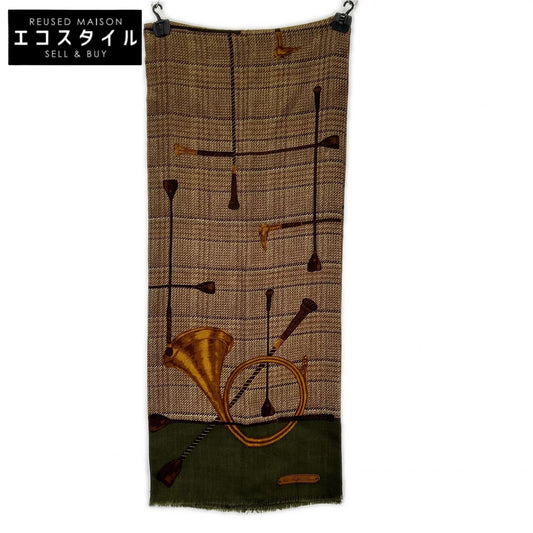 Ralph Lauren 90s Tweed Check All-Over Pattern Wool Scarf Stole