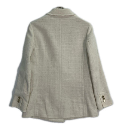 BALLSEY White Slub Yarn Tweed Double-Breasted Jacket