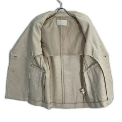 BALLSEY White Slub Yarn Tweed Double-Breasted Jacket