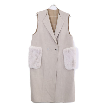 BALLSEY 【Excellent condition】11-07-24-07233 Plain Double-Faced Faux Fur Pocket Long Gilet/Vest