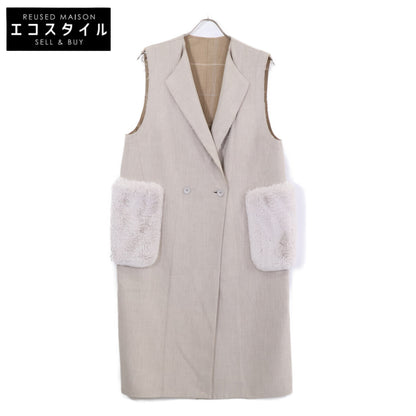 BALLSEY 【Excellent condition】11-07-24-07233 Plain Double-Faced Faux Fur Pocket Long Gilet/Vest