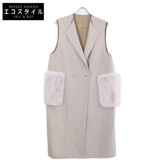 BALLSEY Ballsey 【美品】11-07-24-07233 素色双面羊绒皮草口袋长马甲/背心