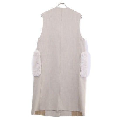 BALLSEY 【Excellent condition】11-07-24-07233 Plain Double-Faced Faux Fur Pocket Long Gilet/Vest