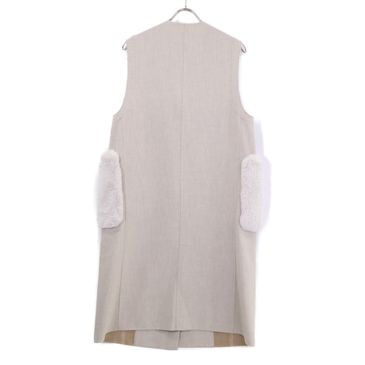 BALLSEY Ballsey 【美品】11-07-24-07233 素色双面羊绒皮草口袋长马甲/背心