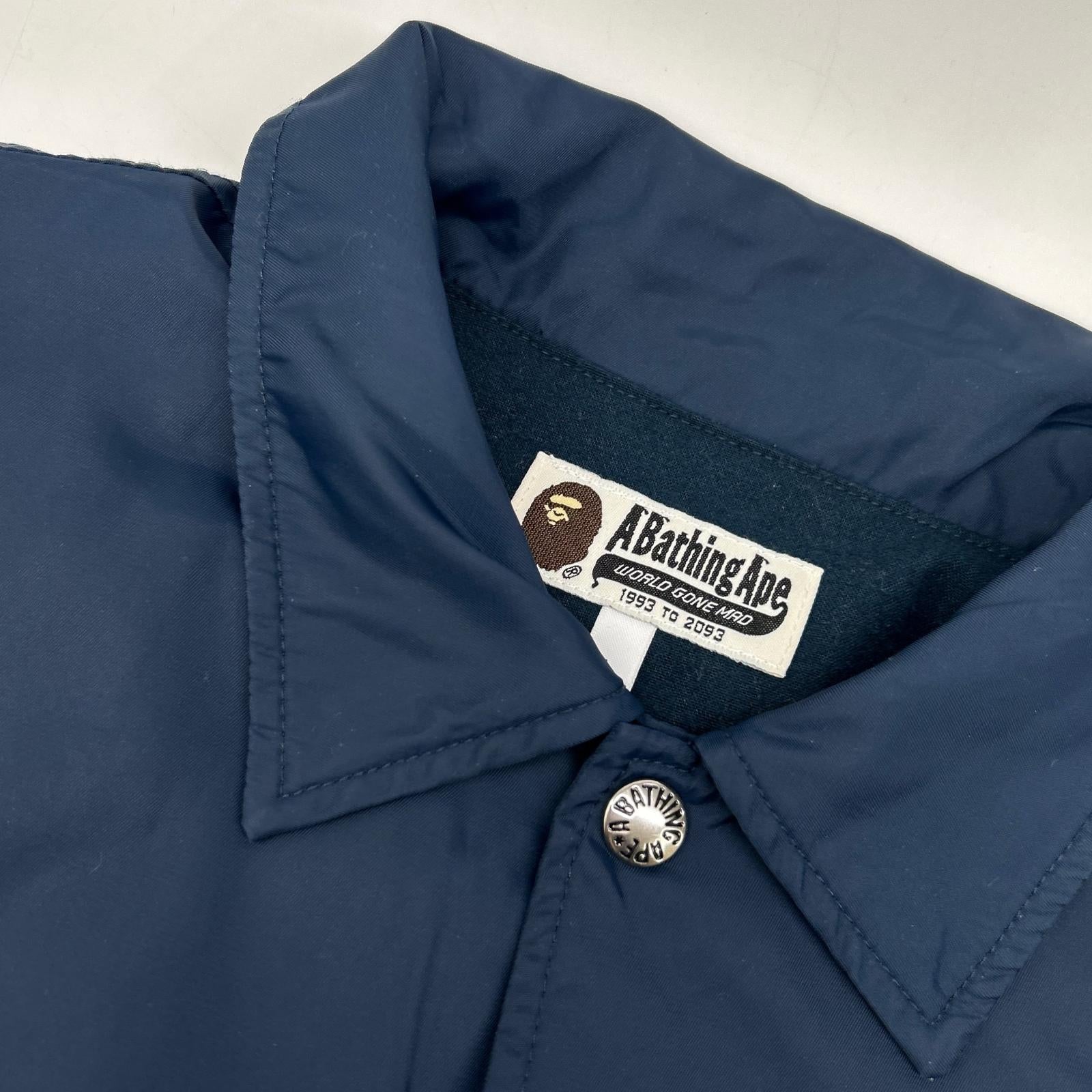 A BATHING APE 001GDD201001X Navy Nylon Coach Jacket