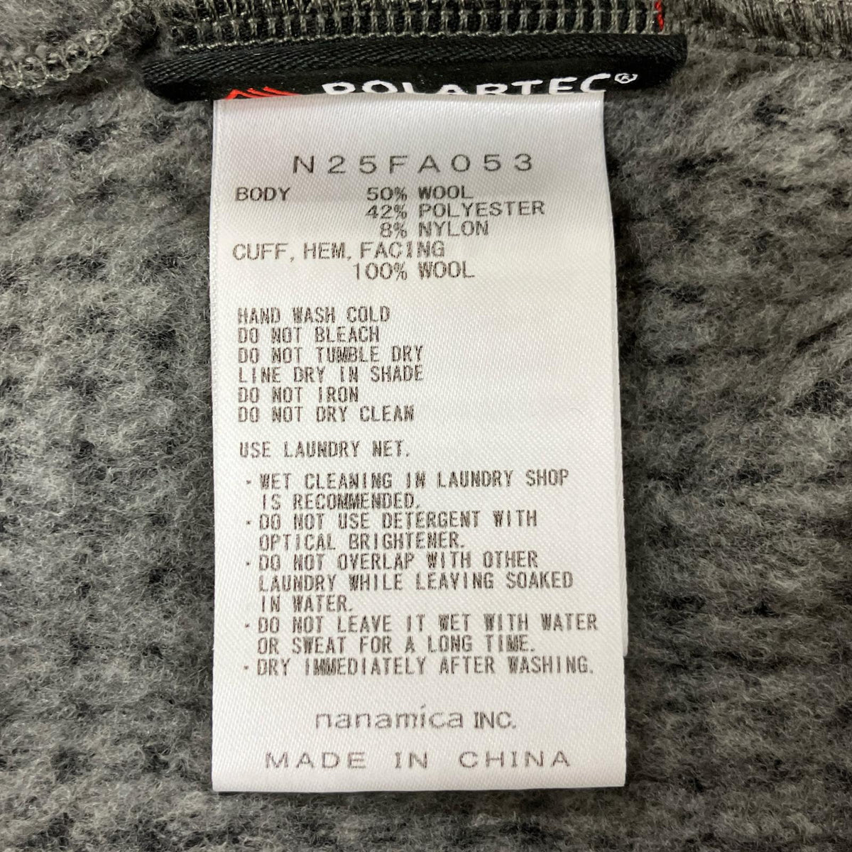 THE NORTH FACE PURPLE LABEL N25FA053 Gray Wool Fleece Zip-Up Sweater Tops