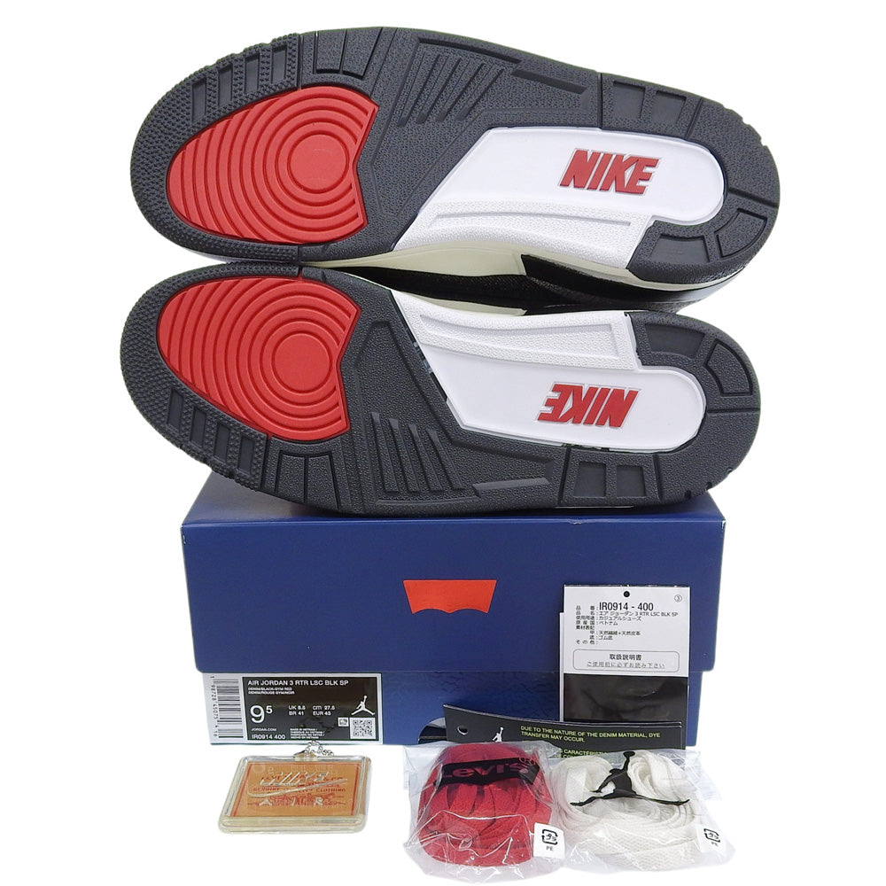 NIKE Unused Air Jordan 3 Denim Shoes Men's Black Gym Red 27.5cm IR0914-400 Shoes