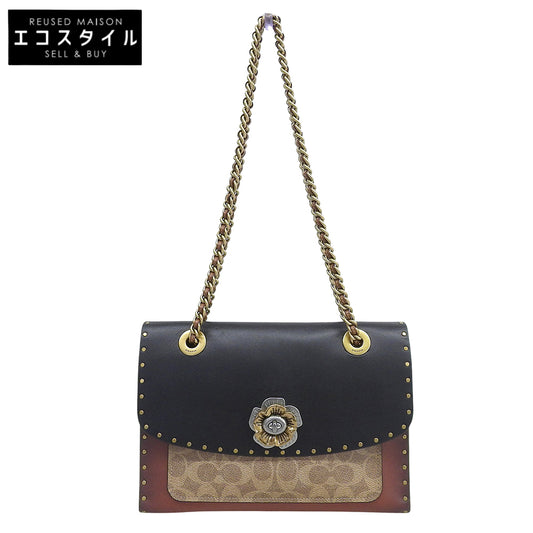 COACH Chain Shoulder Bag Ladies Brown Black Multi-color 29416 Shoulder Bag