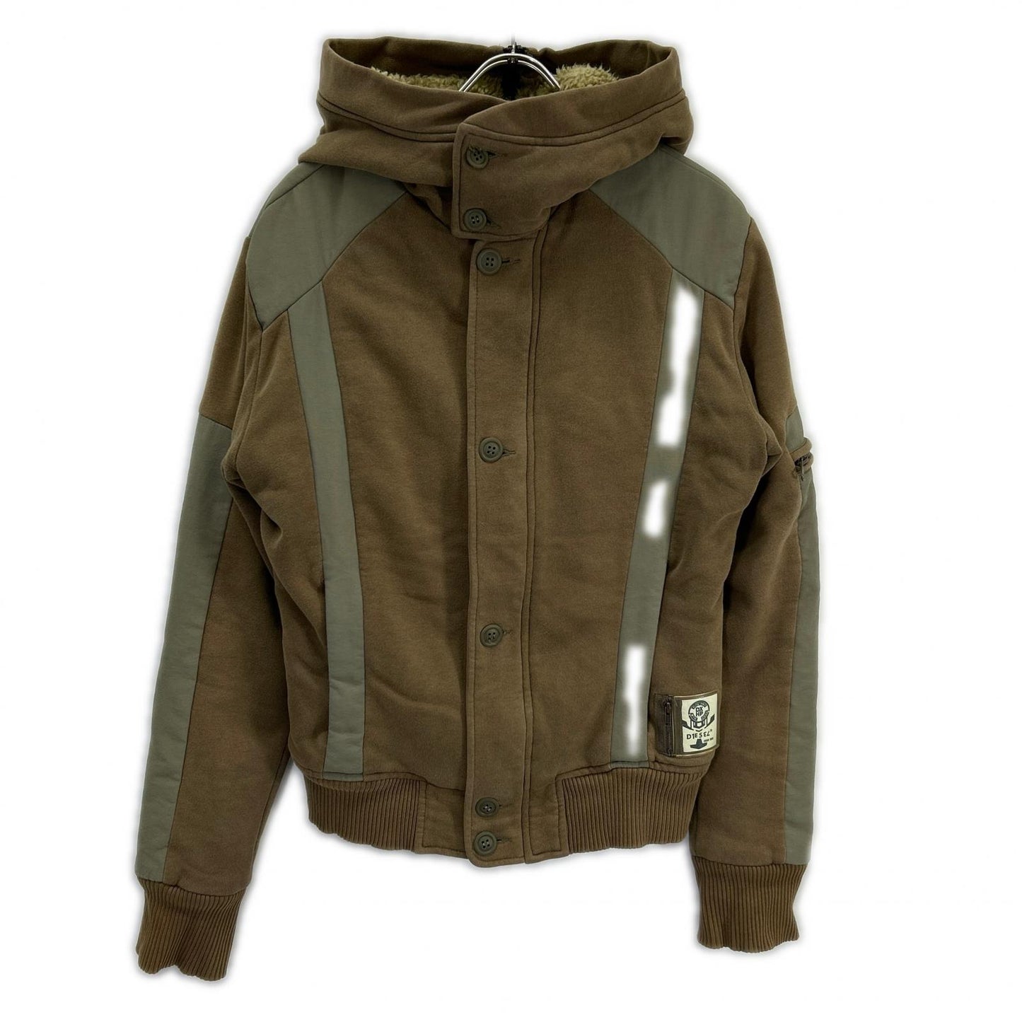 DIESEL Khaki Paneled Design Hooded Jacket L