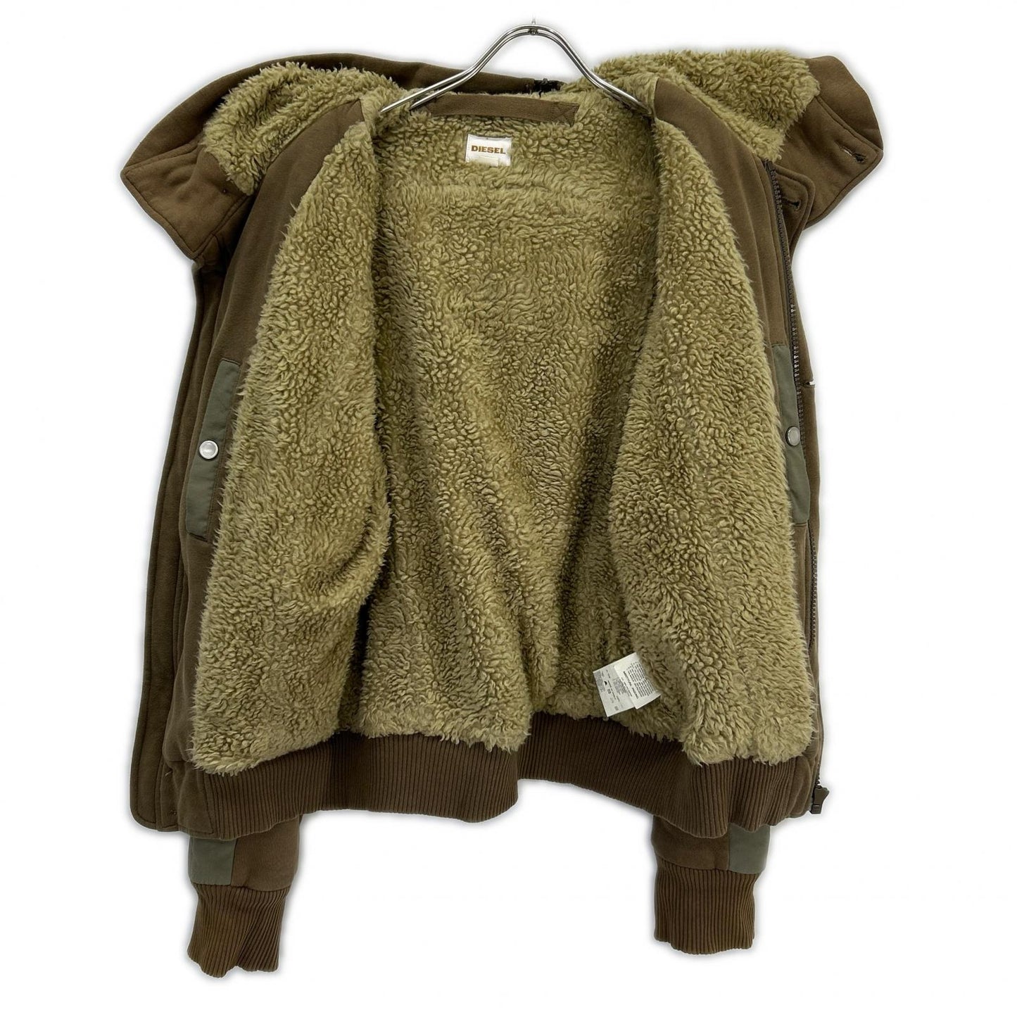 DIESEL Khaki Paneled Design Hooded Jacket L