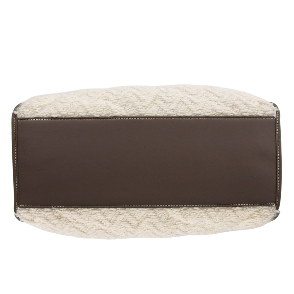 GIANNICHIARINI ジャンニキアリーニ 美品 マルチェッラ ニット トートバッグ レディース ホワイト×ブラウン トートバッグ M