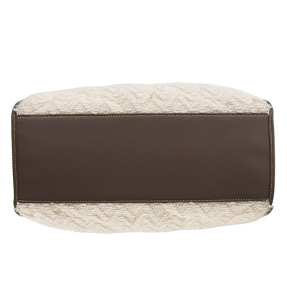 GIANNICHIARINI ジャンニキアリーニ 美品 マルチェッラ ニット トートバッグ レディース ホワイト×ブラウン トートバッグ M