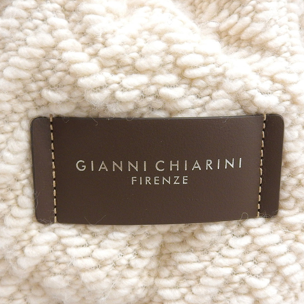 GIANNICHIARINI ジャンニキアリーニ 美品 マルチェッラ ニット トートバッグ レディース ホワイト×ブラウン トートバッグ M